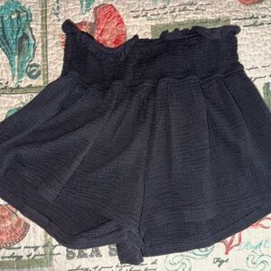 Women's Black Smocked Shorts